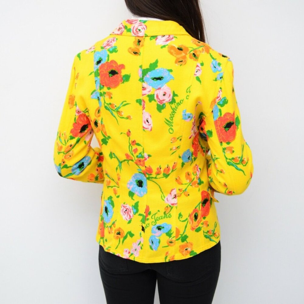 Moschino vintage 1990s colorful yellow floral rose print jacket - Picture 3 of 11